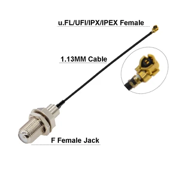 10PCS/F VELIKO, da IPX Kabel F Ženski uFL/u.FL/IPX/IPEX-1 Ženska Jack RG113 1.13 MM RF Koaksialni Podaljšek 3G Antena Kabel Podaljšek