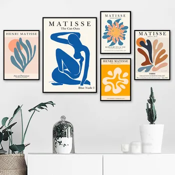 Modra Golih Matisse Dekle Linije Povzetek Wall Art Platno Slikarstvo Nordijska Plakatov In Fotografij Stenske Slike Za Dnevna Soba Dekor