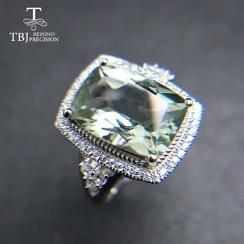 TBJ,Velika blazina 12ct naravno zeleno ametist quartz gemstone nakit komplet obesek, prstan 925 sterling srebro klasično darilo za ženske