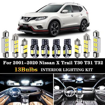 Belo, brez Napak LED Notranja Kupola Zemljevid Strešne luči komplet Za 2001-2020 Nissan X Trail T30 T31 T32 Za X-Trail, LED žarnice