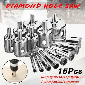 DB-HS1 15pcs 6-50mm Diamantne Kronske Žage Drill Bit Več Modelov, Ploščice, Keramične, Steklo, Marmor Sveder Za Standardni Električni Vrtalnik