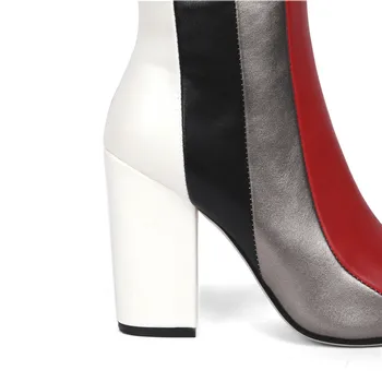 MORAZORA 2020 nov prihod stegno visoki škornji ženske, mešane barve jeseni, pozimi visokih petah stranka obleko čevlje, ženska dolgo čevlji