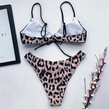 Leopard Natisniti Bikini Kopalke Ženske 2020 Seksi Backless Trikotnik Kopalke Ženske Dveh Kosov Poletje Plažo Plavati Kopalke